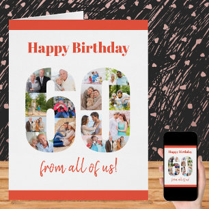 Happy 60th Birthday 60 Number Photo Collage Big Cards