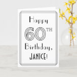 [ Thumbnail: Happy 60th Birthday, Art Deco Style W/ Custom Name Card ]