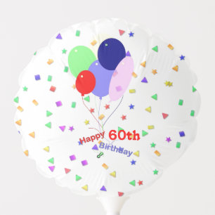 Happy 60th Birthday Balloons, and Confetti Balloon