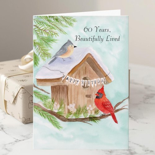  Happy 60th Birthday Birds at Birdhouse