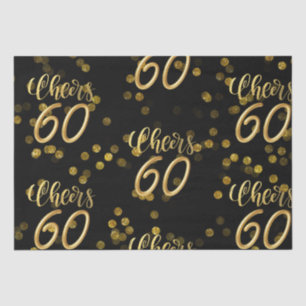 Happy 60th Birthday Black and Gold themed Tissue Paper