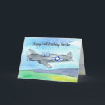 Happy 60th Birthday Brother Vintage Airplane Card<br><div class="desc">A happy birthday card for a brother or anyone who enjoys flying featuring a vintage Air Force airplane with a blue and white roundel symbol on the side with the pilot flying over rolling hills on a calm sunny day illustrated with watercolor. You can customize the card for a different...</div>