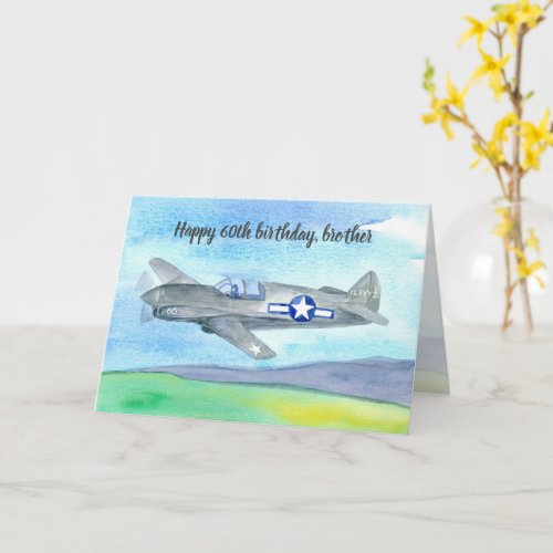 Happy 60th Birthday Brother Vintage Airplane Card