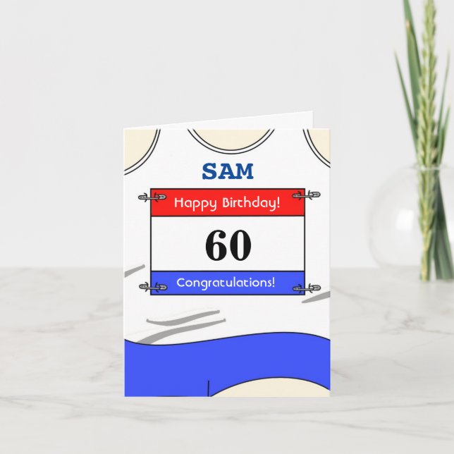 Happy 60th Birthday card for a runner (Front)