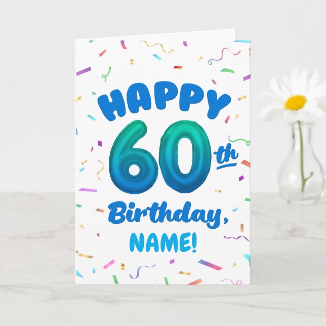 Happy 60th Birthday Card with Custom Name (Small Plant)