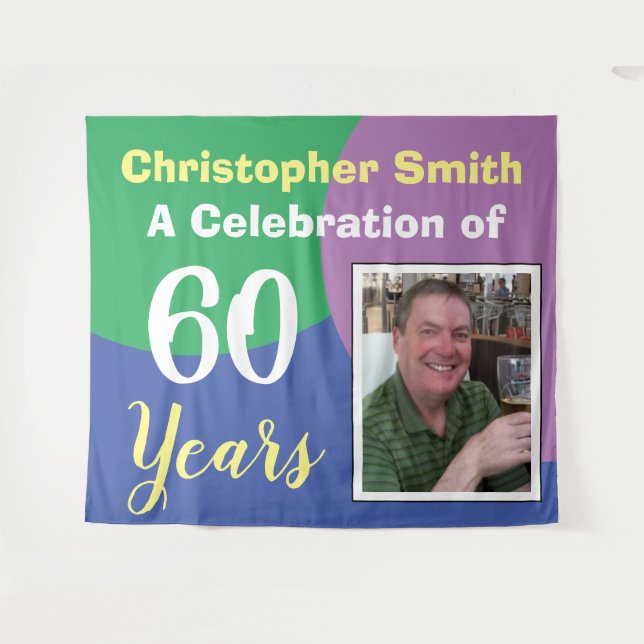 Happy 60th Birthday Celebration with Photo Tapestry (Front (Horizontal))