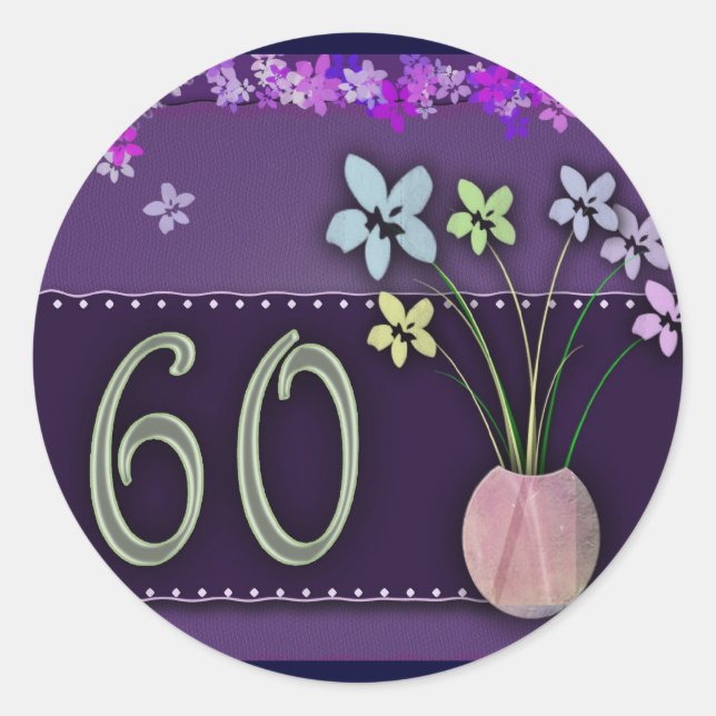 Happy 60th Birthday Classic Round Sticker (Front)