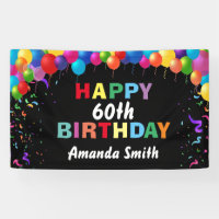 Happy 60th Birthday Colorful Balloons Confetti