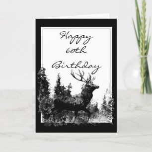 Happy 60th Birthday Custom Vintage Stag, Deer Card