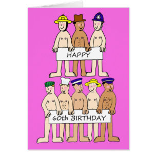 Happy 60th Birthday for Her Funny Cartoon Men. Cards