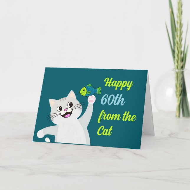 Happy 60th Birthday from the cat fun & quirky Card (Front)
