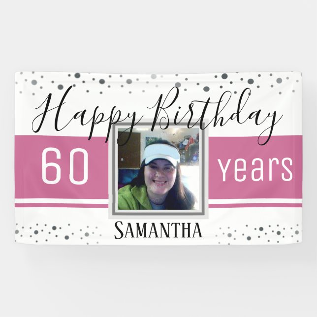 Happy 60th Birthday Fun Bold Confetti Banner (Horizontal)
