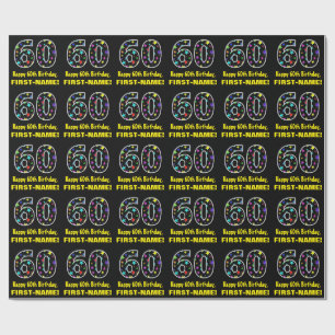 Happy 60th Birthday, Fun Colorful Stars Pattern 60 Wrapping Paper