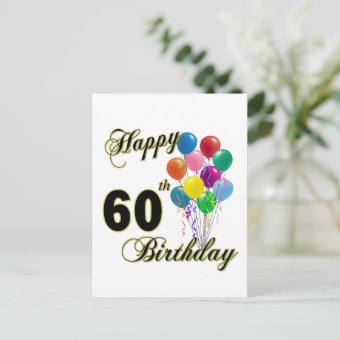 Happy 60th Birthday Gifts and Birthday Apparel Postcard | Zazzle
