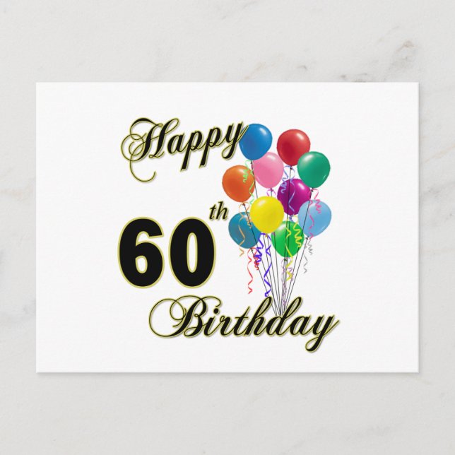 Happy 60th Birthday Gifts and Birthday Apparel Postcard (Front)