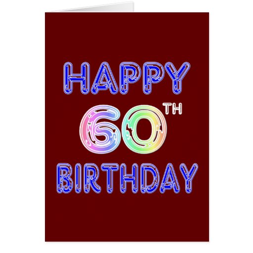 Happy 60th Birthday Gifts in Balloon Font Card | Zazzle