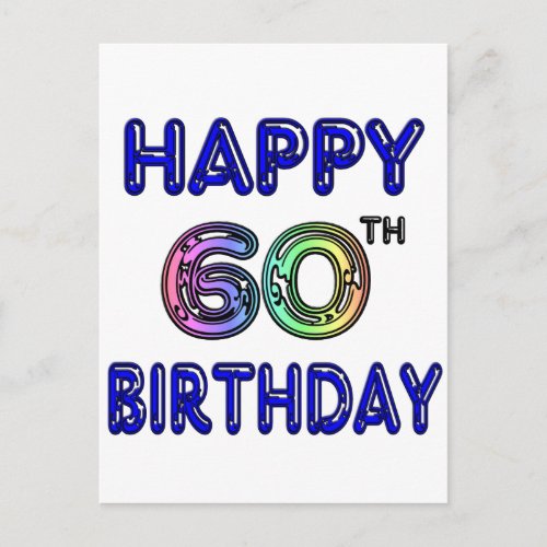 Happy 60th Birthday Gifts in Balloon Font Postcard