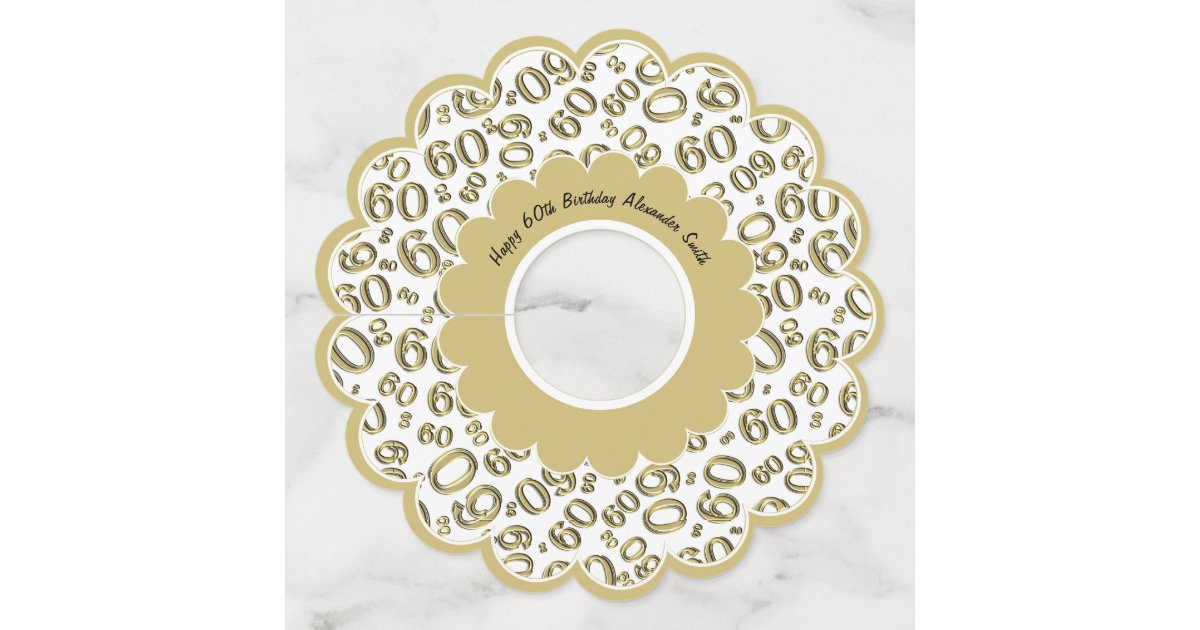 Happy 60th Birthday Gold And White Number Theme Wine Glass Tag Zazzle Com