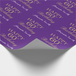 Happy 60th Birthday Gold Glitter and Purple Wrapping Paper
