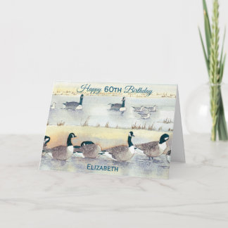 Happy 60th Birthday Goose Bird Art Watercolor Card