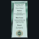 Happy 60th Birthday Green Glitter Foil Menu<br><div class="desc">An elegant menu with a green and foil pattern and your unique birthday number in glitter and gold.</div>