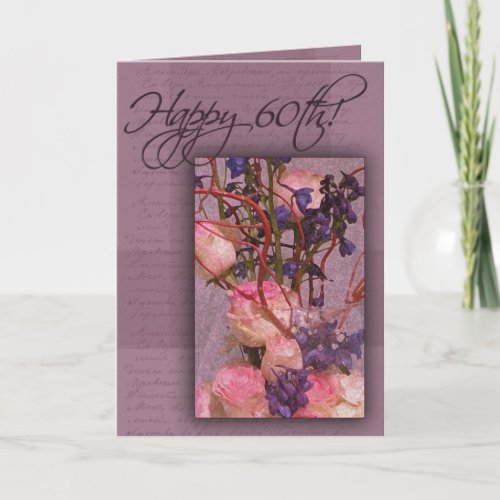 Happy 60th Birthday in pink and purple Card