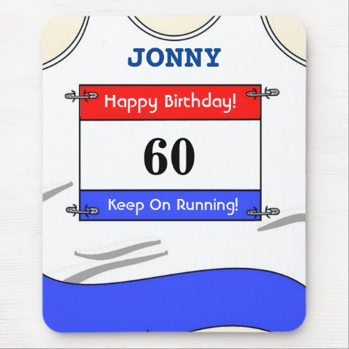 Happy 60th Birthday Mouse Mat for a Runner