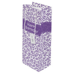 Happy 60th Birthday Number Pattern Purple/White Wine Gift Bag
