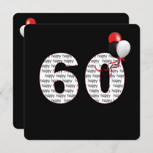 Happy 60th Birthday On Black Invitation