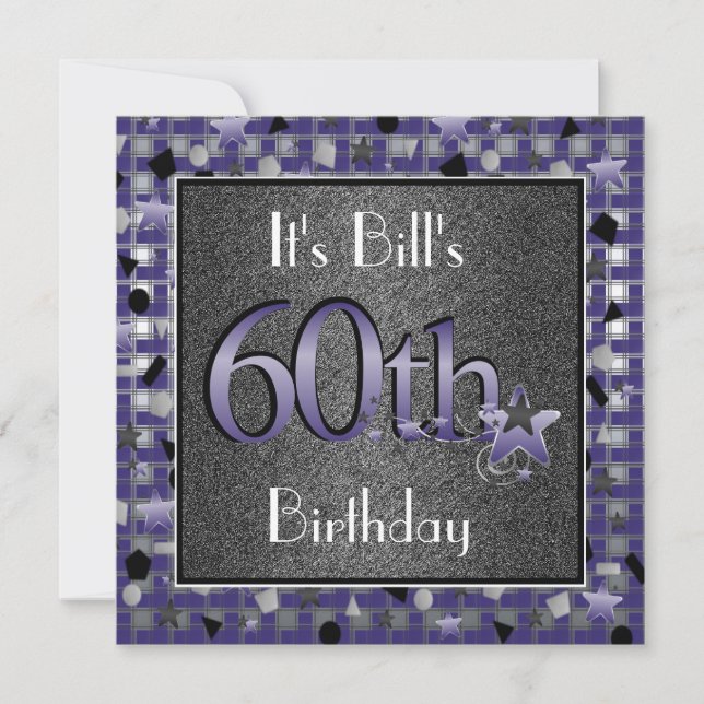 Happy 60th Birthday Party Invitation Personalized (Front)