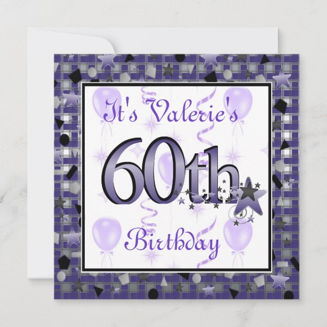 Happy 60th Birthday Party InvitationPERSONALIZED Invitation (Front)