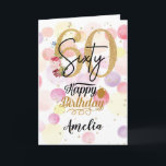 Happy 60th Birthday Pastel Rainbow Gold Woman Card<br><div class="desc">Fun,  cheerful,  elegant and colourful design birthday card. Firework in bright rainbow colours. Faux gold big number. Get this cheerful card to celebrate your friend or family!</div>