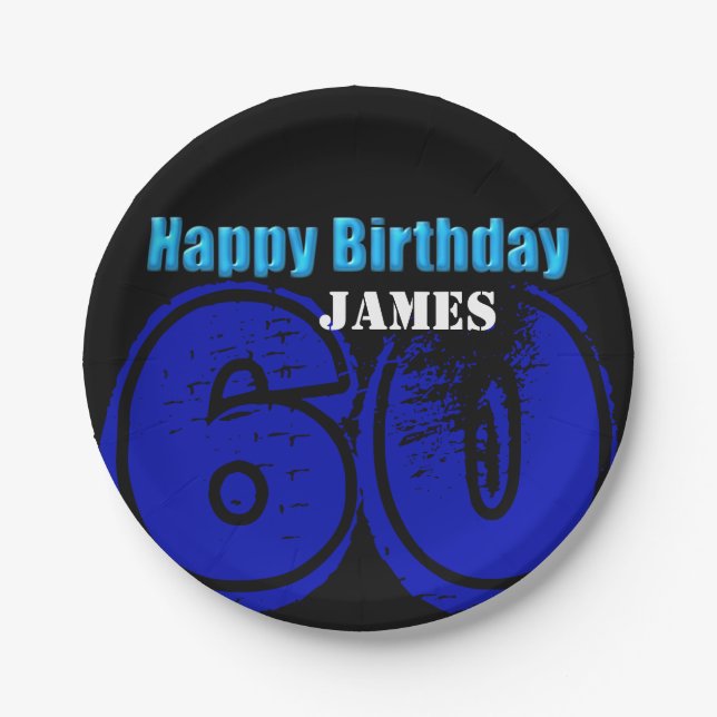 Happy 60th Birthday Personalized Paper Plates (Front)