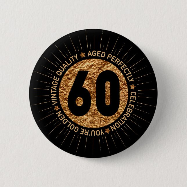 HAPPY 60TH BIRTHDAY PINBACK BUTTON (Front)