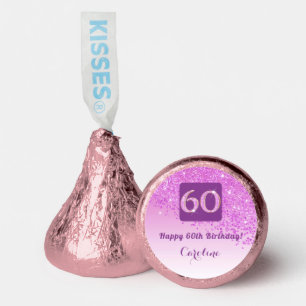Happy 60th Birthday Pink Glitter Sweet Hershey®'s Kisses®