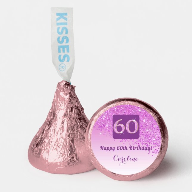 Happy 60th Birthday Pink Glitter Sweet  Hershey®'s Kisses® (Front)