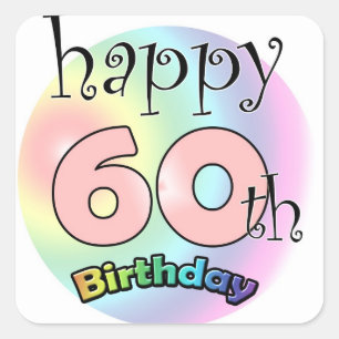Happy 60th Birthday (Pink) Square Sticker