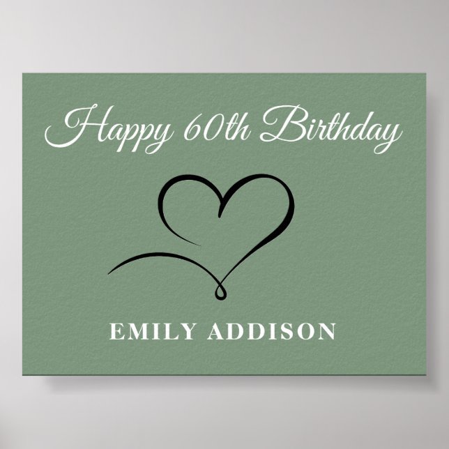 Happy 60th Birthday Poster with Custom Text Option (Front)