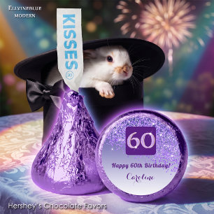 Happy 60th Birthday Purple Glitter Sweet Hershey®'s Kisses®