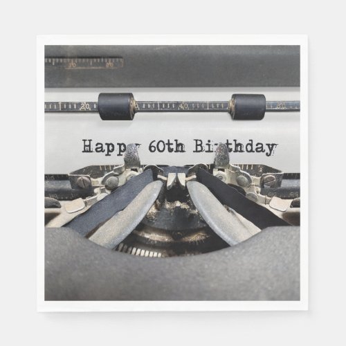 Happy 60th Birthday Retro Typewriter  Napkins