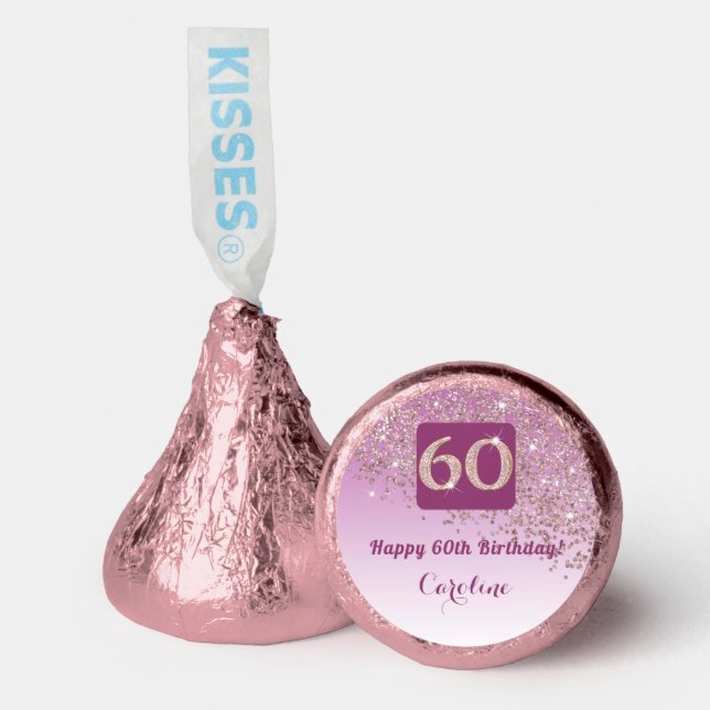 Happy 60th Birthday Rose Gold Glitter Sweet  Hershey®'s Kisses® (Front)