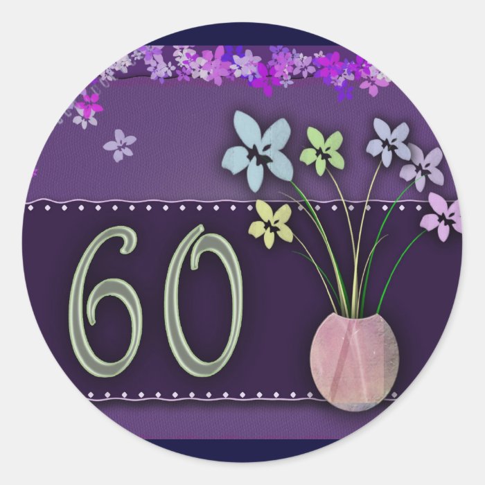 Happy 60th Birthday Round Sticker