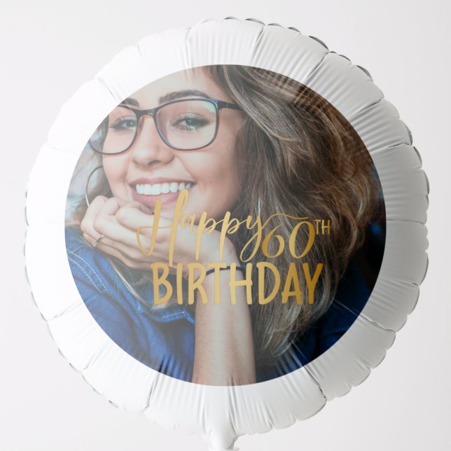 Happy 60th Birthday Script Personalized Photo Balloon (Front)