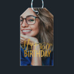 Happy 60th Birthday Script Personalized Photo Gift Tags<br><div class="desc">Happy 60th Birthday Script Personalized Photo Gift Tags</div>