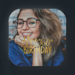Happy 60th Birthday Script Personalized Photo Paper Plates<br><div class="desc">Happy 60th Birthday Script Personalized Photo Paper Plates</div>
