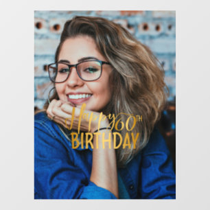 Happy 60th Birthday Script Personalized Photo Wall Decal