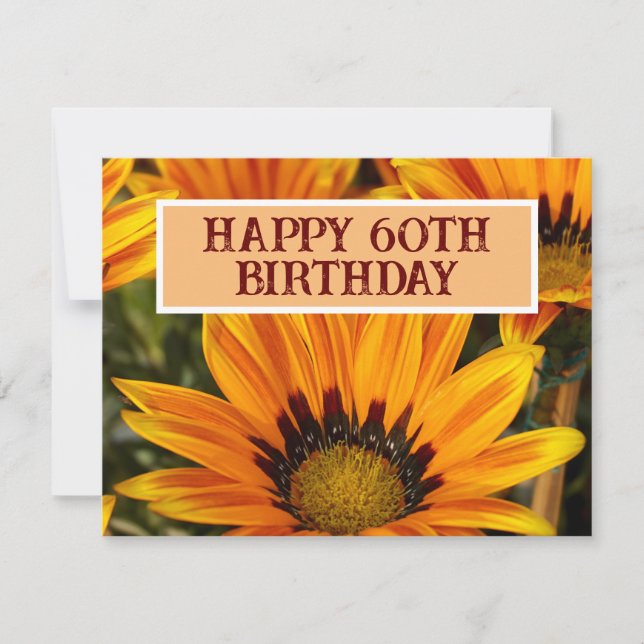 HAPPY 60TH BIRTHDAY SUNFLOWER FLOWER INVITATION (Front)