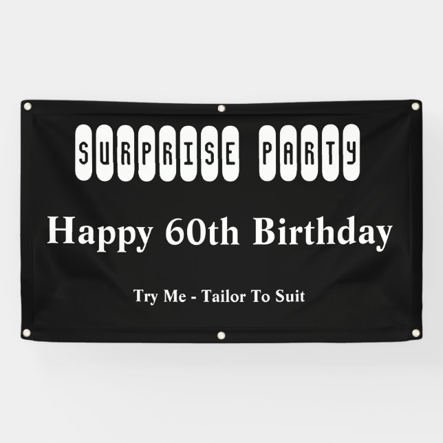 Happy 60th Birthday Surprise Party Banner (Horizontal)