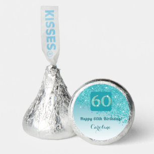 Happy 60th Birthday Teal Blue Glitter Sweet Hershey®'s Kisses®