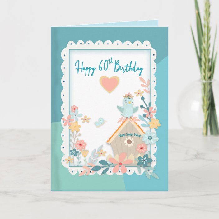 Download Happy 60th Birthday Watercolor Birds And Flowers Card Zazzle Com